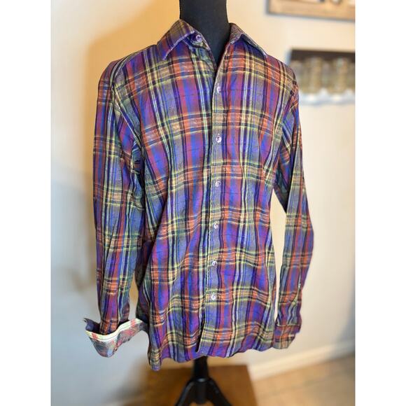 Robert Graham Other - ROBERT GRAHAM Classic Fit Long Sleeve Plaid Paisley Button Up Flip Cuff Shirt